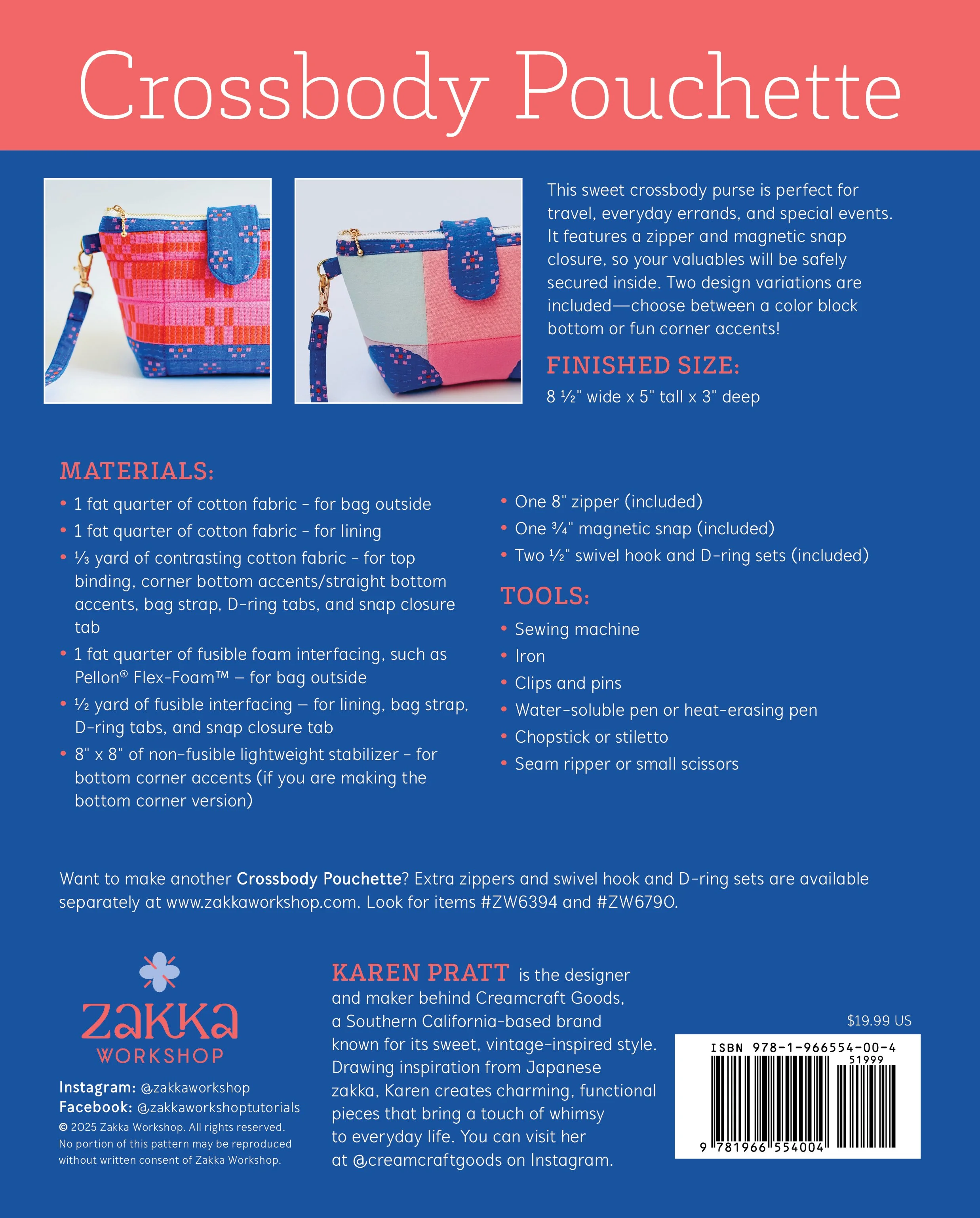 Crossbody purse with a zipper and magnetic closure — Zakka